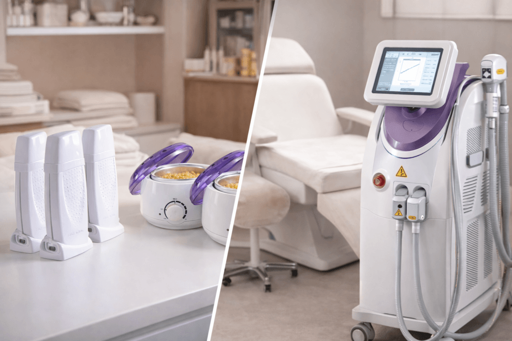 depilacion con cera profesional vs depilacion laser en estetica